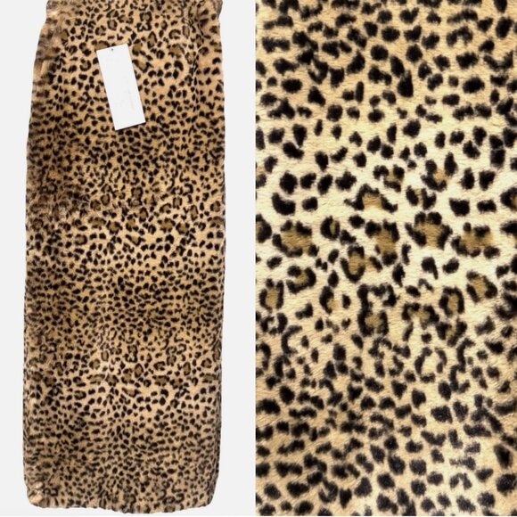 Cupcakes&Cashmere Leopard Print Soft Faux Fur Throw Blanket Warm Golden Tan LUXE